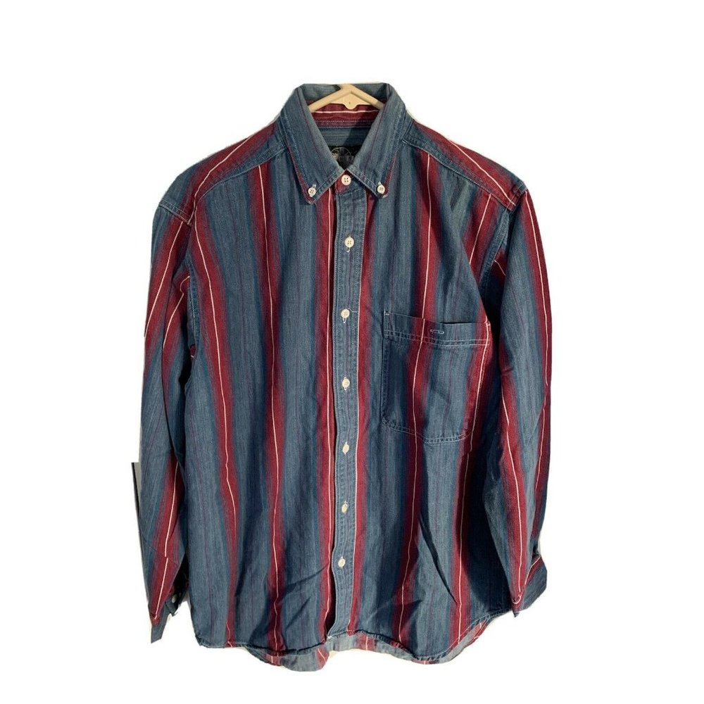 Vintage Direct Hit Denim Jean Shirt Blue Red 90